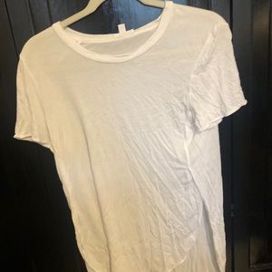 Aritzia Wilfred white scallop hem top